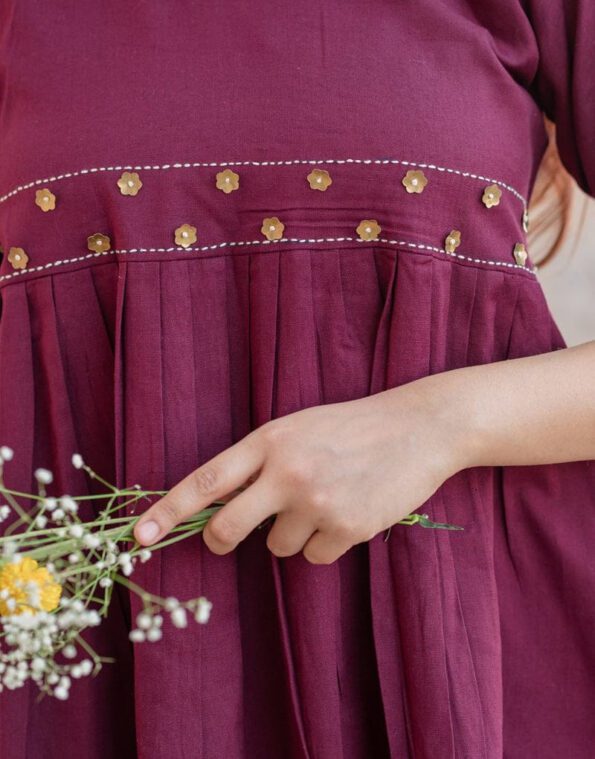 Stylish Wine Cotton Co-ord Set for Women