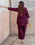 Stylish Wine Cotton Co-ord Set for Women