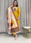Designer Yellow Kurta Pant with Dupatta Set