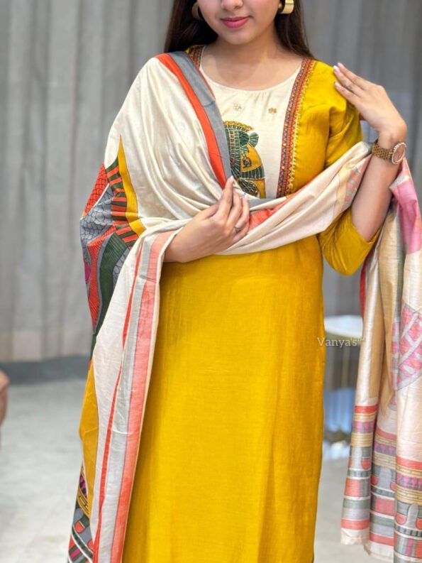 Designer Yellow Kurta Pant with Dupatta Set