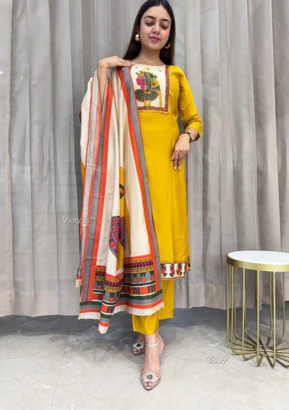 Designer Yellow Kurta Pant with Dupatta Set