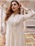 Off-White Embroidered Kurta Pant Set