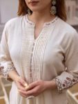 Off-White Embroidered Kurta Pant Set