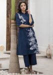 Navy Blue Kurta Pant Set for Women