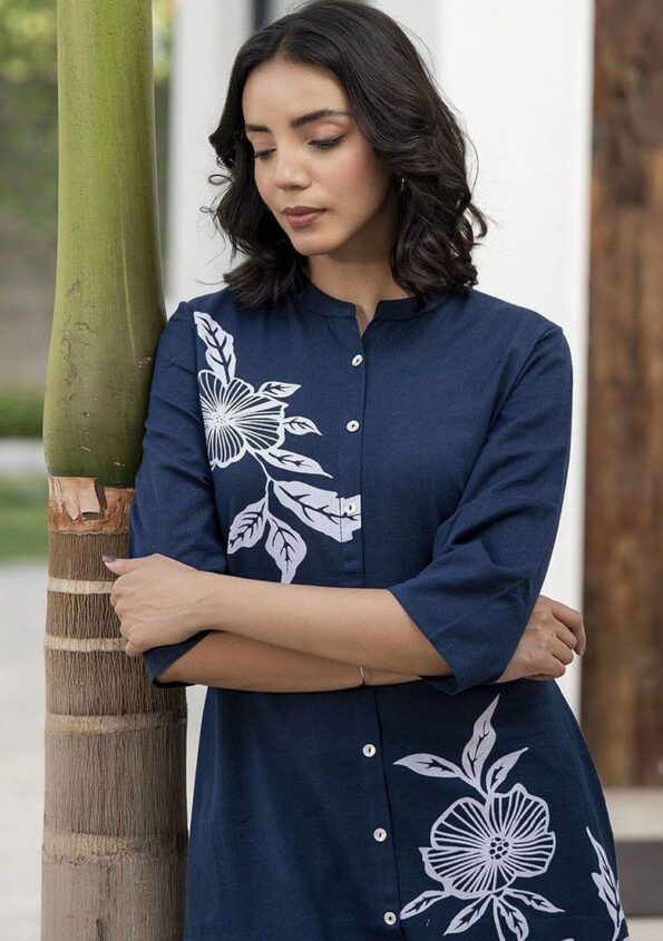 Navy Blue Kurta Pant Set for Women