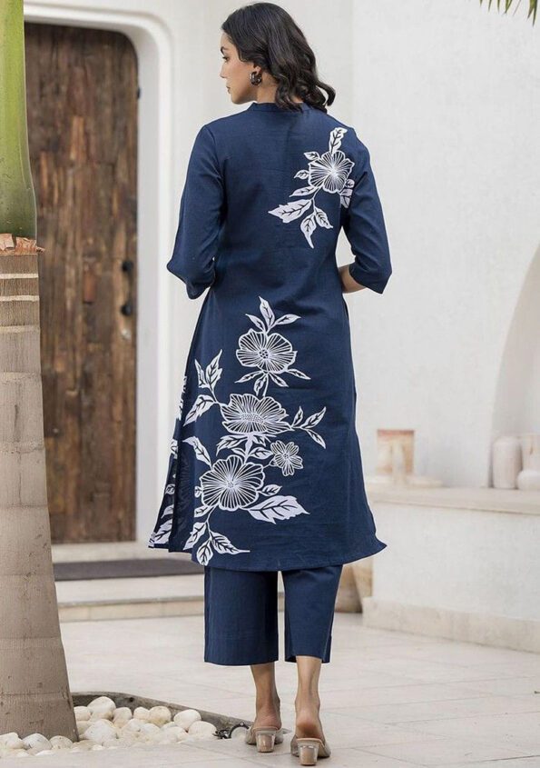 Navy Blue Kurta Pant Set for Women