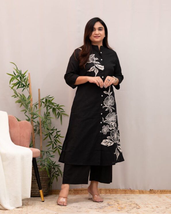 Black Kurta Pant Set for Women