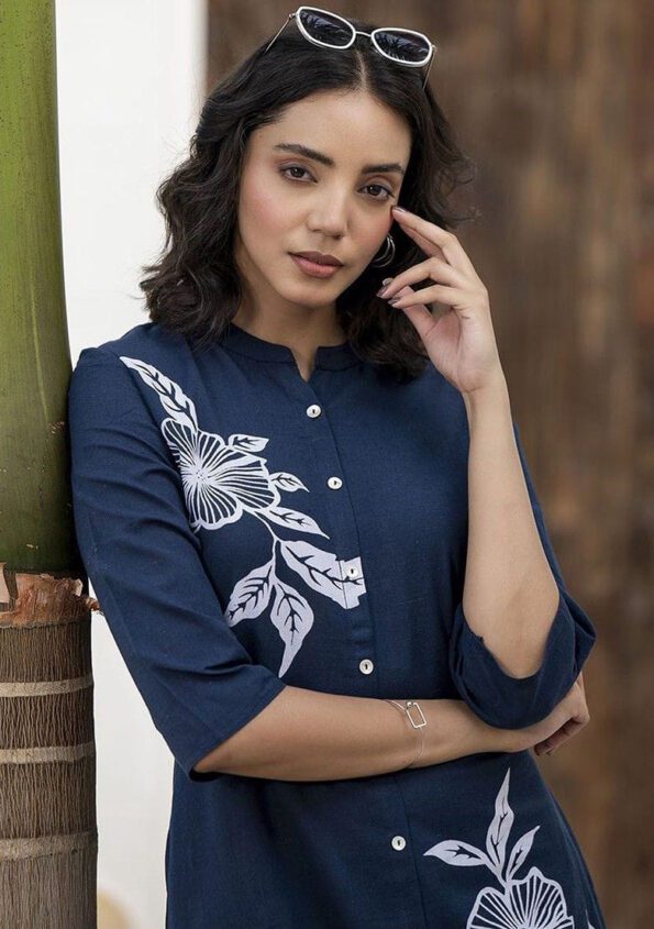 Navy Blue Kurta Pant Set for Women