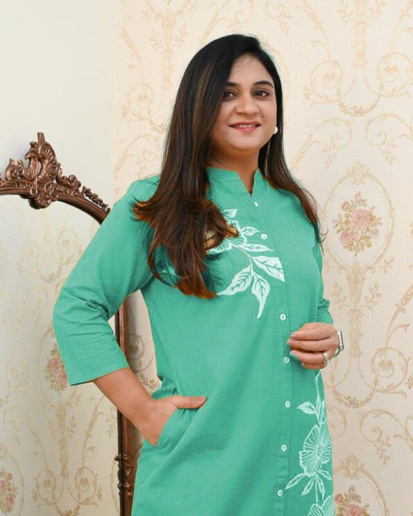 Mint Green Floral Kurta Pant Set for Women