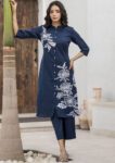 Navy Blue Kurta Pant Set for Women