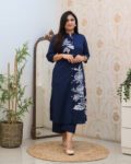 Navy Blue Kurta Pant Set for Women