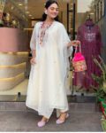 White Embroidered Kurta Set with Dupatta for Women