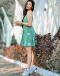 Green Polka Dot Short Dress for Women
