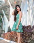 Green Polka Dot Short Dress for Women
