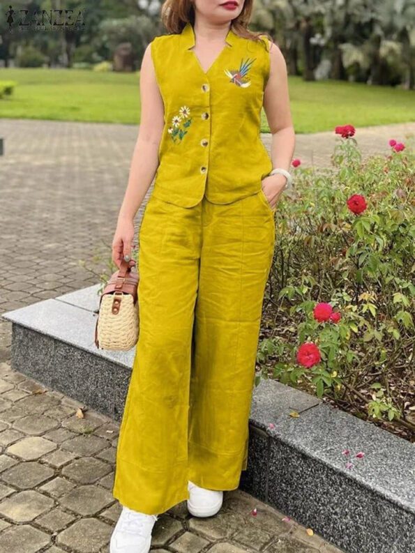 Mustard Yellow Embroidered Cotton Co-Ord Set