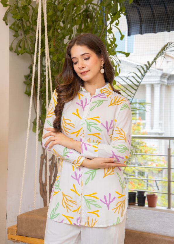 White Printed Co-ord Set for Women
