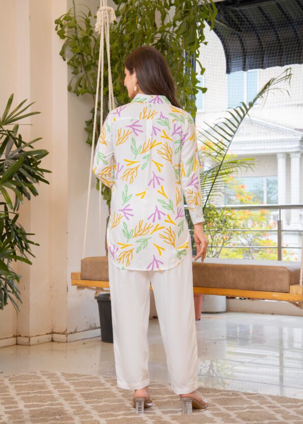 White Printed Co-ord Set for Women