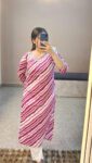 Magenta & White Striped Cotton Kurti