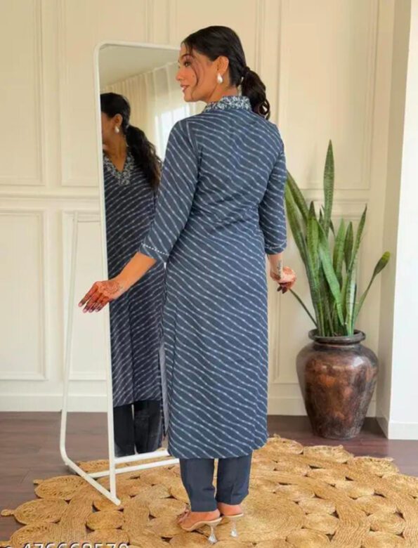 Indigo Blue Striped Cotton Kurti