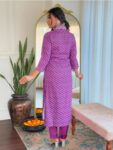 Purple Embroidered Cotton Kurti