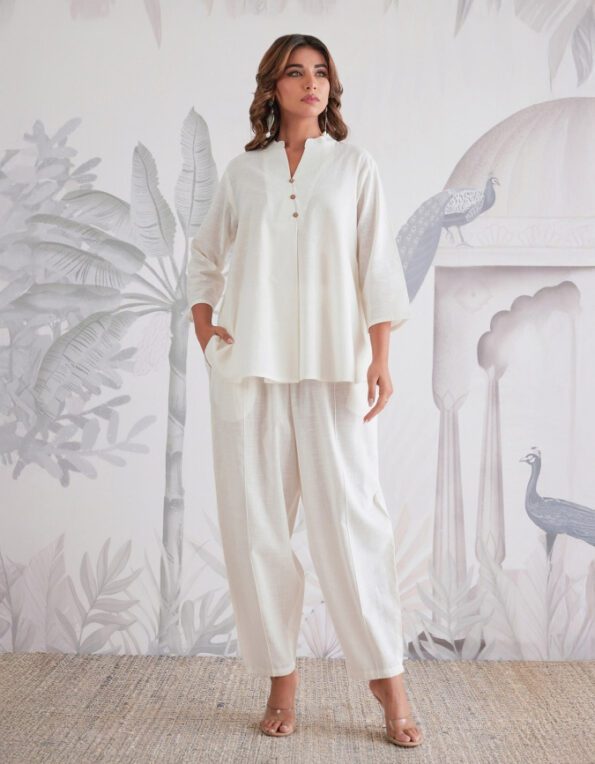 Minimalist White Cotton Co-ord Set for Women