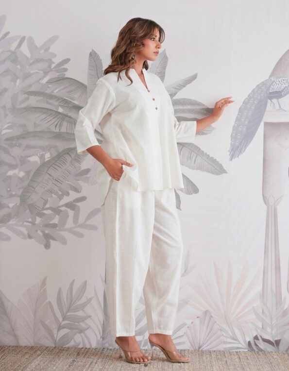 Minimalist White Cotton Co-ord Set for Women