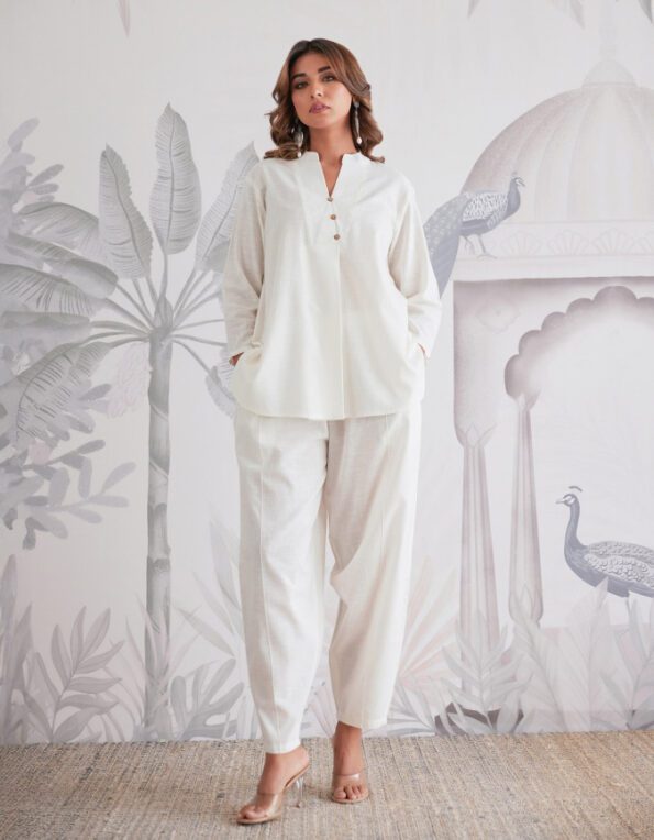 Minimalist White Cotton Co-ord Set for Women