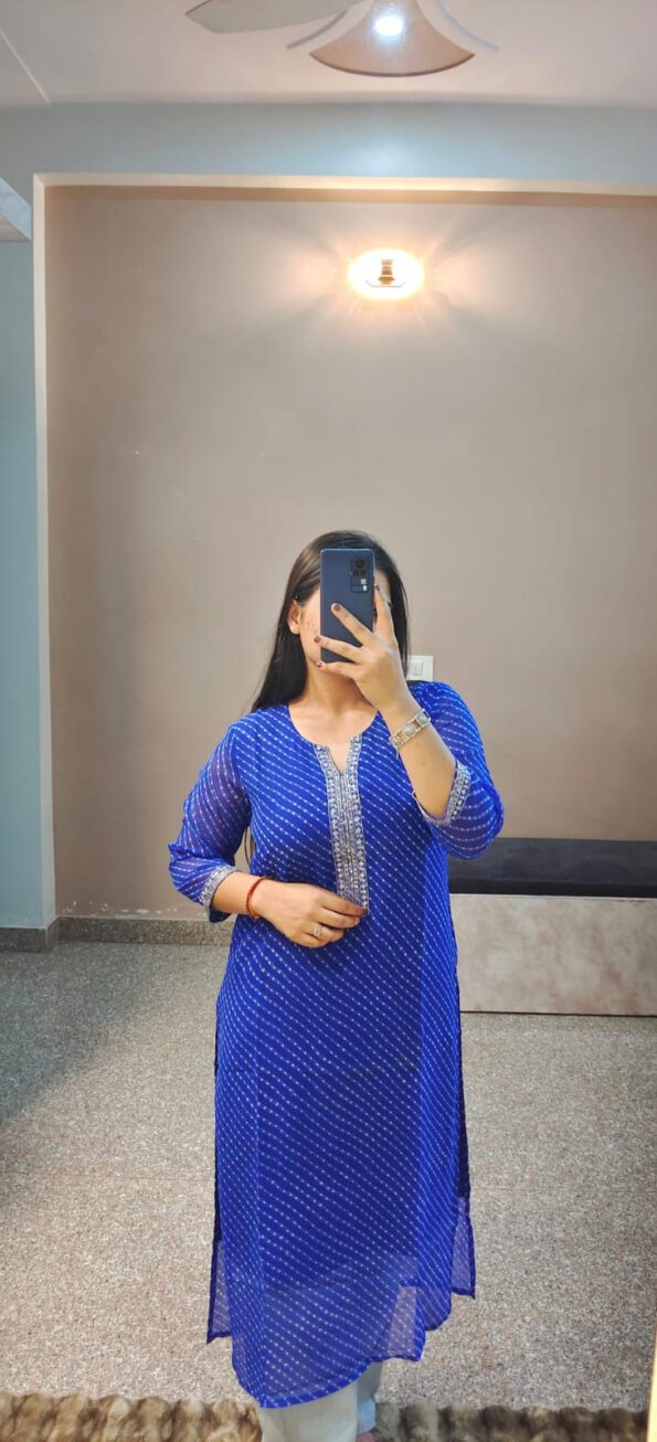 Royal Blue Bandhani Kurti for Women