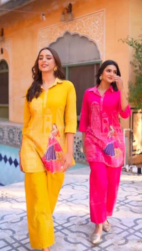 Stylish Printed Co-Ord Set for Women – Cotton Kurti with Pants