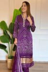 Royal Purple Bandhani Kurta Set with Dupatta