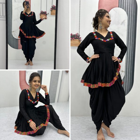 Black Indo-Fusion Dhoti Co-ord Set for Women