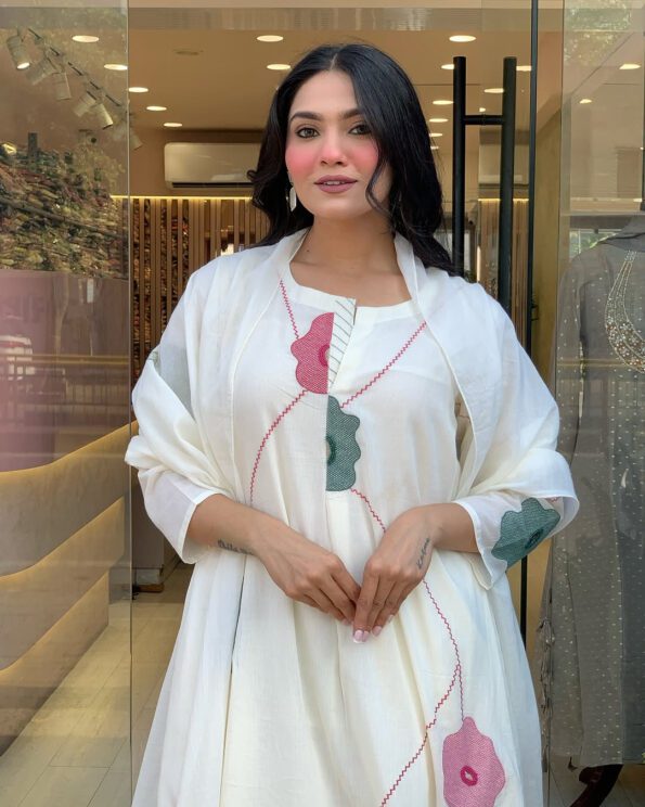 White Kurta Set for Women with Dupatta