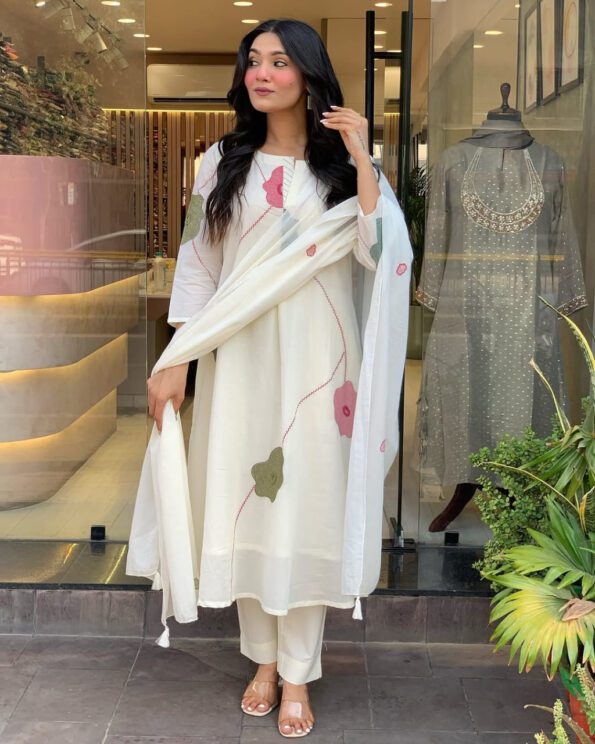White Kurta Set for Women with Dupatta