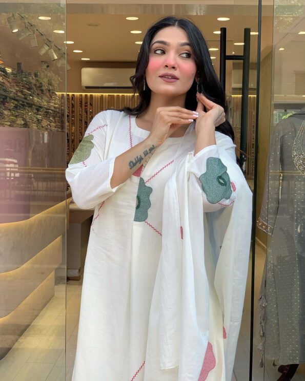 White Kurta Set for Women with Dupatta