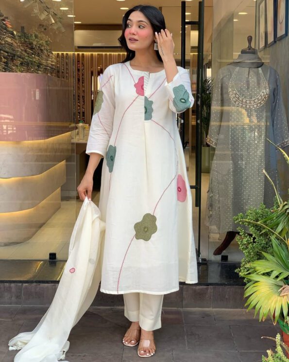 White Kurta Set for Women with Dupatta