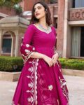 Magenta Anarkali Kurta Set for Women with Dupatta