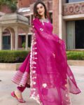 Magenta Anarkali Kurta Set for Women with Dupatta