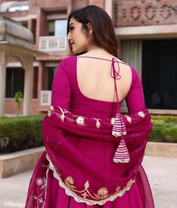 Magenta Anarkali Kurta Set for Women with Dupatta