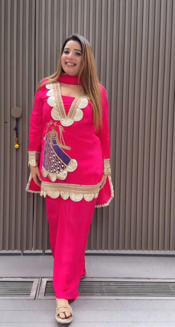 7 Pink Embroidered Kurta Set for Women