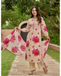 Floral Printed Cotton Kurta Set for Women with Dupatta