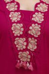 Magenta Embroidered Cotton Kurta Set for Women with Dupatta