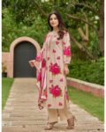 Floral Printed Cotton Kurta Set for Women with Dupatta