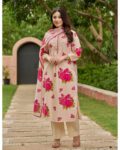 Floral Printed Cotton Kurta Set for Women with Dupatta