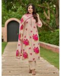 Floral Printed Cotton Kurta Set for Women with Dupatta